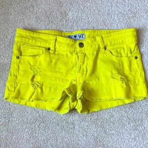 Hot Topic Neon Yellow Shorts With Lightening Bolts - Size 5